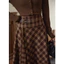 Chân váy dài caro nâu bigsize bất đối xứng phối khoá cài vintage thanh lịch KHAO Boutique