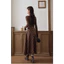 Chân váy dài caro nâu bigsize bất đối xứng phối khoá cài vintage thanh lịch KHAO Boutique