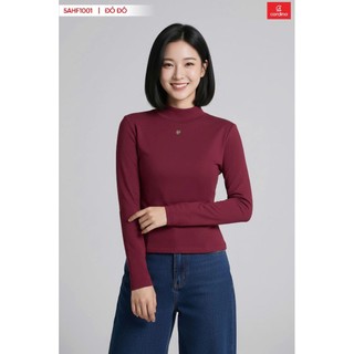 Sẵn 5AHF10 Áo giữ nhiệt nữ cao cổ lót lông cừu CARDINA chất liệu nỉ lót lông cừu dài tay cổ cao 5AHF10