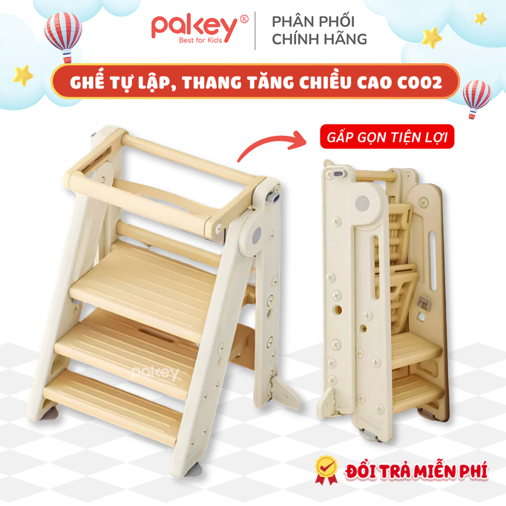 [NEW] Ghế Kê Chân Tăng Chiều Cao 3IN1 Cho Bé, Thang Kê Chân Vừa Là Ghế Ăn Dặm Tiện Lợi Có Đế Cao Su Chống Trượt - C002