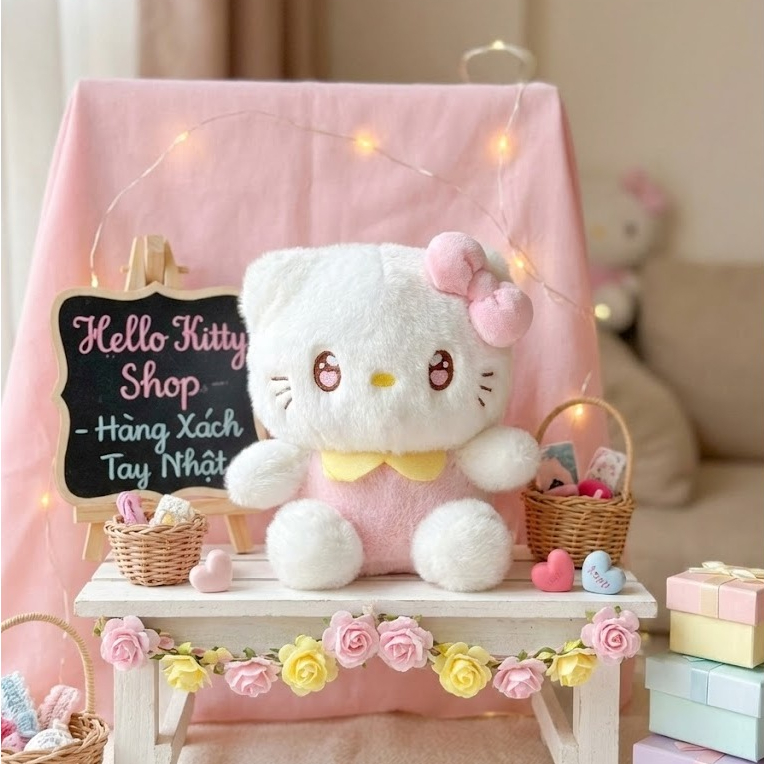 Gấu Bông Hello Kitty Mini Siêu Dễ Thương Làm Gấu Decor Để Bàn, Quà Tặng Cho Bé,Bạn Gái