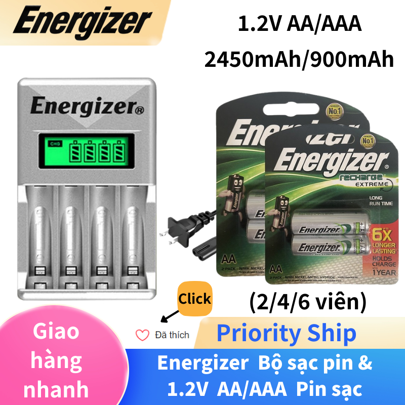 Chính Hãng Energizer 2/4 Viên Pin Sạc Dung Lượng Pin AA 2450mAh/AAA ...