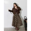 Chân váy kẻ sọc caro Bigsize dáng chữ A tà bất đối xứng phong cách vintage retro | Khao Boutique