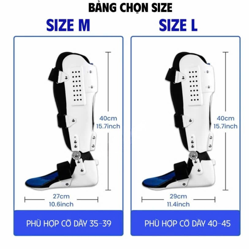 Nẹp Cố Định Cổ Chân  – Hỗ Trợ Liệt Bàn Chân, Phục Hồi Sau Tai Biến Nẹp Dài