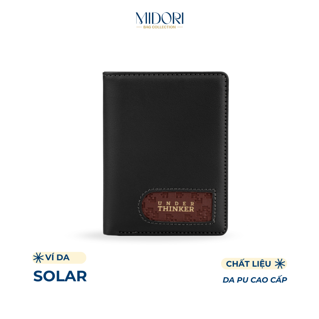 Ví Da PU Đứng SOLAR Nam Nữ Bóp Đựng Tiền Thẻ Nhiều Ngăn Cao Cấp Chính Hãng | MIDORI BAG COLLECTION