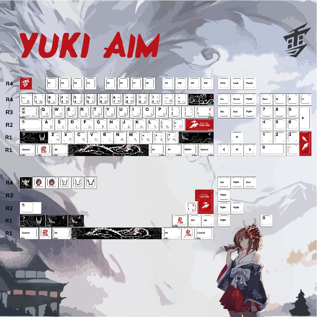 Keycap Anime Yuki Aim, Nhựa PBT Dày 1,5mm Cao Cấp, Cherry Profile, In Dye-Sub Cao Cấp cho Wooting | BigBuy360 - bigbuy360.vn