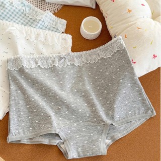 Quần Lót Cotton Nữ Dạng Đùi Hoạ Tiết Nhí Phối Ren Bèo Xinh, Quần Chip Mềm Thoáng Mát King Shop L-5522