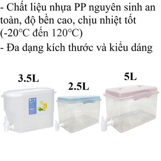 Bình nước 3.5L nhựa nguyên sinh bền đẹp thiết kế vòi rót tiện dụng nắp chắc dùng cho gia đình hàng quán ms: 6785