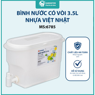 Bình nước 3.5L nhựa nguyên sinh bền đẹp thiết kế vòi rót tiện dụng nắp chắc dùng cho gia đình hàng quán ms: 6785