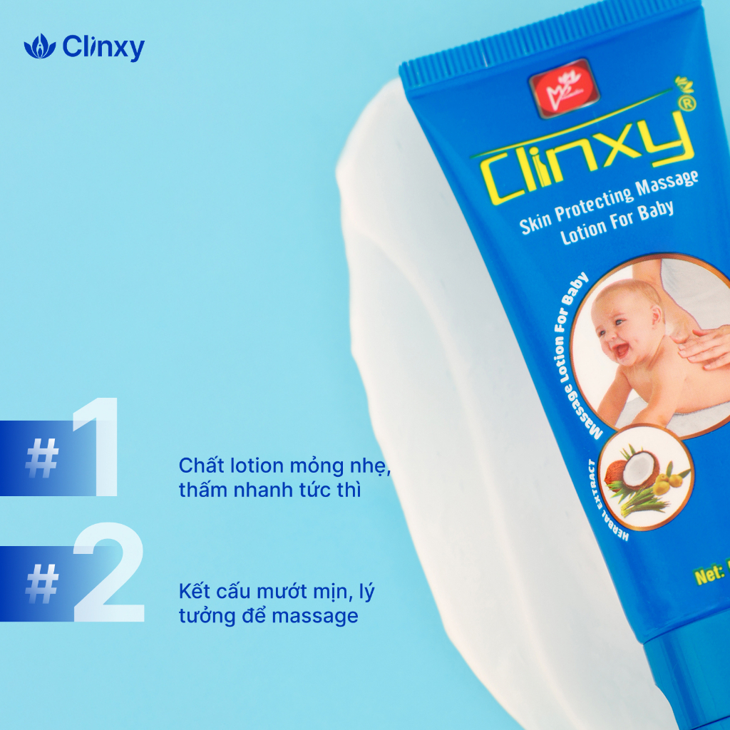 Sữa Dưỡng Ẩm Cho Bé Clinxy, Lotion Massage Dưỡng Ẩm Sâu Giúp Bé Có Làn Da Mịn Màng (50g)