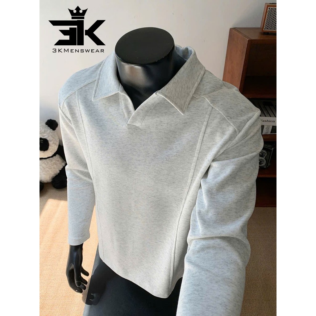 Áo Nỉ Sweater Nam, Dài Tay Cổ V Form Clean Basic Thời Trang Hàn Quốc vải Nỉ 2 Da Cao Cấp 3KMenswear
