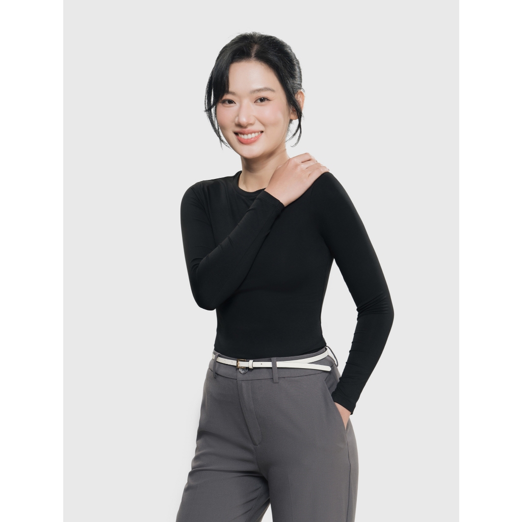 Áo giữ ấm nữ CANIFA cổ tròn cào bông nhẹ form ôm WARM PLUS 6IT25W008