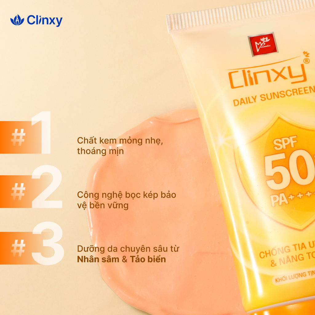 Kem Chống Nắng Clinxy Bảo Vệ Làn Da Vượt Trội, An Toàn Cho Da - Daily Sunscreen (50g)