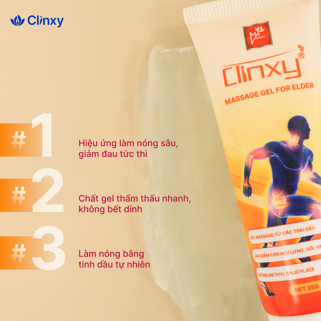 Gel Massage Làm Ấm Giảm Đau Cơ Xương Khớp Clinxy - Massage Gel For Elder (35g)