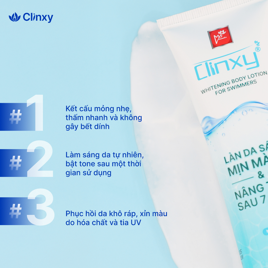Sữa Dưỡng Thể Lotion Body Clinxy Dành Cho Người Đi Bơi, Cấp Ẩm Sâu, Hỗ Trợ Sáng Da 100ML