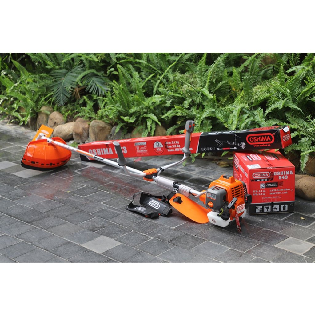 Máy cắt cỏ OSHIMA 543 Tiết Kiệm 15% Nhiên Liệu, Cần chết, Cam-xám, 2 Thì 45cc 1.65kW, BH 12 tháng