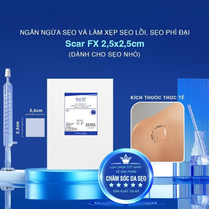 Miếng Dán Mờ Sẹo Scar Fx Ngăn Ngừa Và Sẹp Sẹo Lồi  Phì Đại 2,5cm x 2,5cm