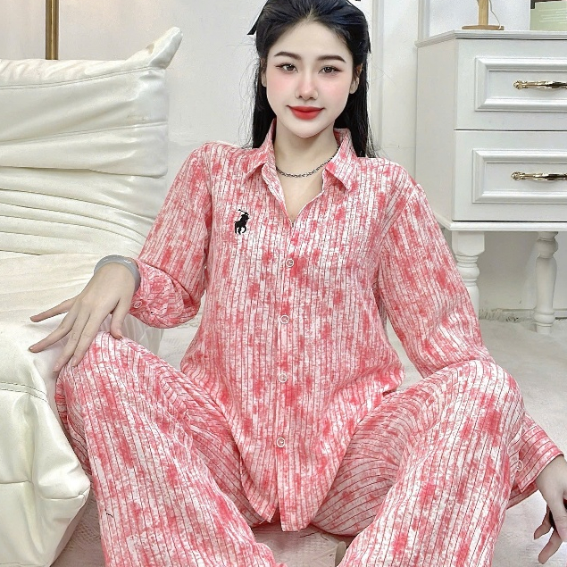 Đồ bộ nữ đồ mặc nhà, đồ ngủ nữ dễ thương,đồ pijama đũi tiểu thư dài tay họa tiết loang hottrend[300]