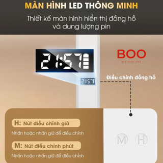 Đèn học để bàn chống cận tích điện đèn bàn học cảm ứng 3 màu ánh sáng bảo vệ mắt có đồng hồ