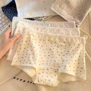 Quần Lót Cotton Nữ Dạng Đùi Hoạ Tiết Nhí Phối Ren Bèo Xinh, Quần Chip Mềm Thoáng Mát King Shop L-5522
