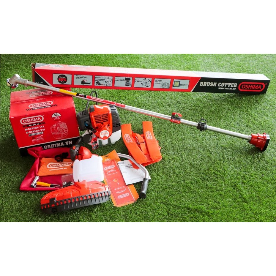 Máy cắt cỏ Oshima 541 Tiết Kiệm 15% Nhiên Liệu, Cần chết, Cam-xám, 2 Thì 42cc 1.6KW, BH 12 tháng