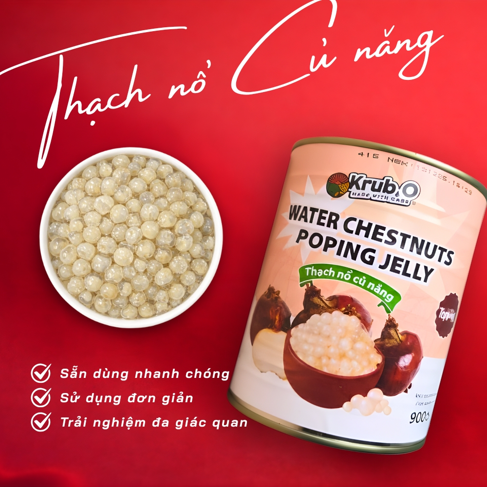 [SẴN DÙNG] Thạch Nổ Củ Năng Krub.O – topping đồ huống hot trend chất lượng cao, lon 900gram