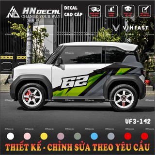 Tem dán xe VF3 - Decal dán xe VF3 MẪU TEM THỂ THAO CÁ TÍNH . 1 bộ dán 2 bên ( mẫu VF3 - 142 )