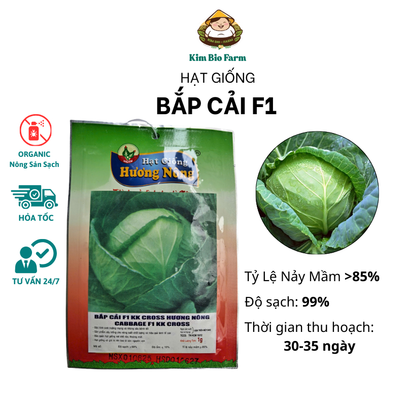 Hạt Giống Bắp Cải F1 Hương Nông - Tỉ Lệ Nảy Mầm Cao, Phát Triển Nhanh
