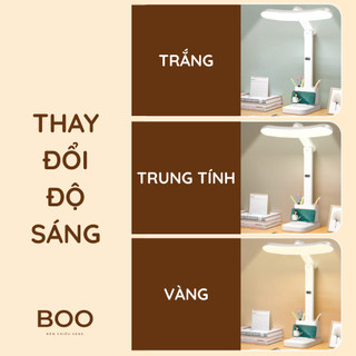 Đèn học để bàn chống cận tích điện đèn bàn học cảm ứng 3 màu ánh sáng bảo vệ mắt có đồng hồ