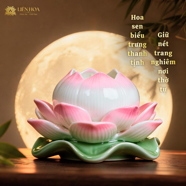 Đèn Dầu Thờ Cúng Hoa Sen Gốm Sứ Liên Hoa | Đèn Thờ Bàn Thờ Phật, Gia Tiên Trang Nghiêm