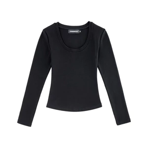 Áo Thun Nữ Đen Cổ Tròn Tay Dài Ôm Sát - THUNDEROUS SLEEVES TOP / BLACK