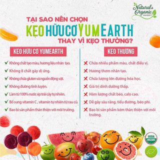 Kẹo Dẻo Hữu Cơ Cho Bé Vị Trái Cây Yumearth 50g An Toàn Cho Bé, Vị Trái Cây Thơm Ngon - Natural Market