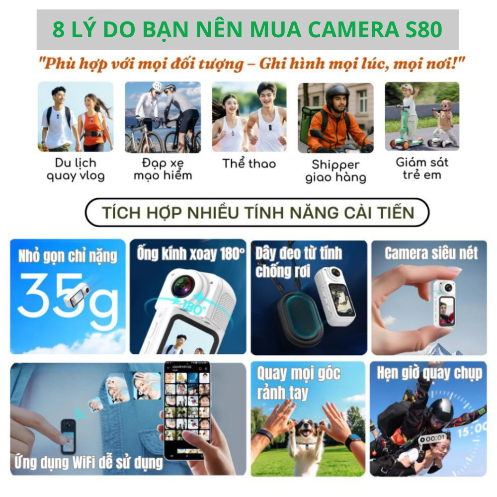 Camera Không Dây GoPro S70 – Máy Quay Cầm Tay Mini, Camera 2k, Ghi Hình Rõ Nét, Thiết Kế Nhỏ Gọn