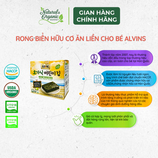 Rong Biển Hữu Cơ Tách Muối Cho Bé Hộp 15g Alvins Giàu Khoáng Chất, Bổ Sung Iốt - Natural Market