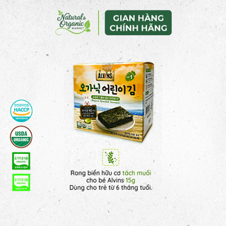 Rong Biển Hữu Cơ Tách Muối Cho Bé Hộp 15g Alvins Giàu Khoáng Chất, Bổ Sung Iốt - Natural Market