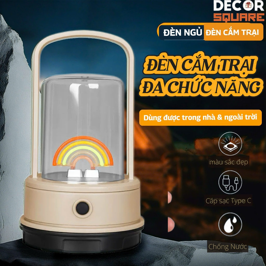 Đèn led cầu vòng đa chức năng – Đèn ngủ | Đèn cắm trại có Pin, Chống Nước, Dùng Khi Mất Điện - Decor | Quà Tặng