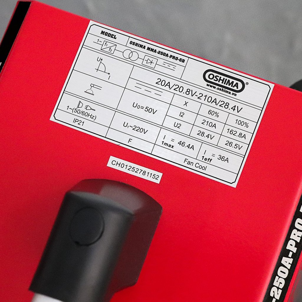 Máy hàn OSHIMA MMA-250A-PRO-5B - 5 Bo Inverter 250A - Que 1.6-5mm -  Chính Hãng Bảo Hành 12 Tháng