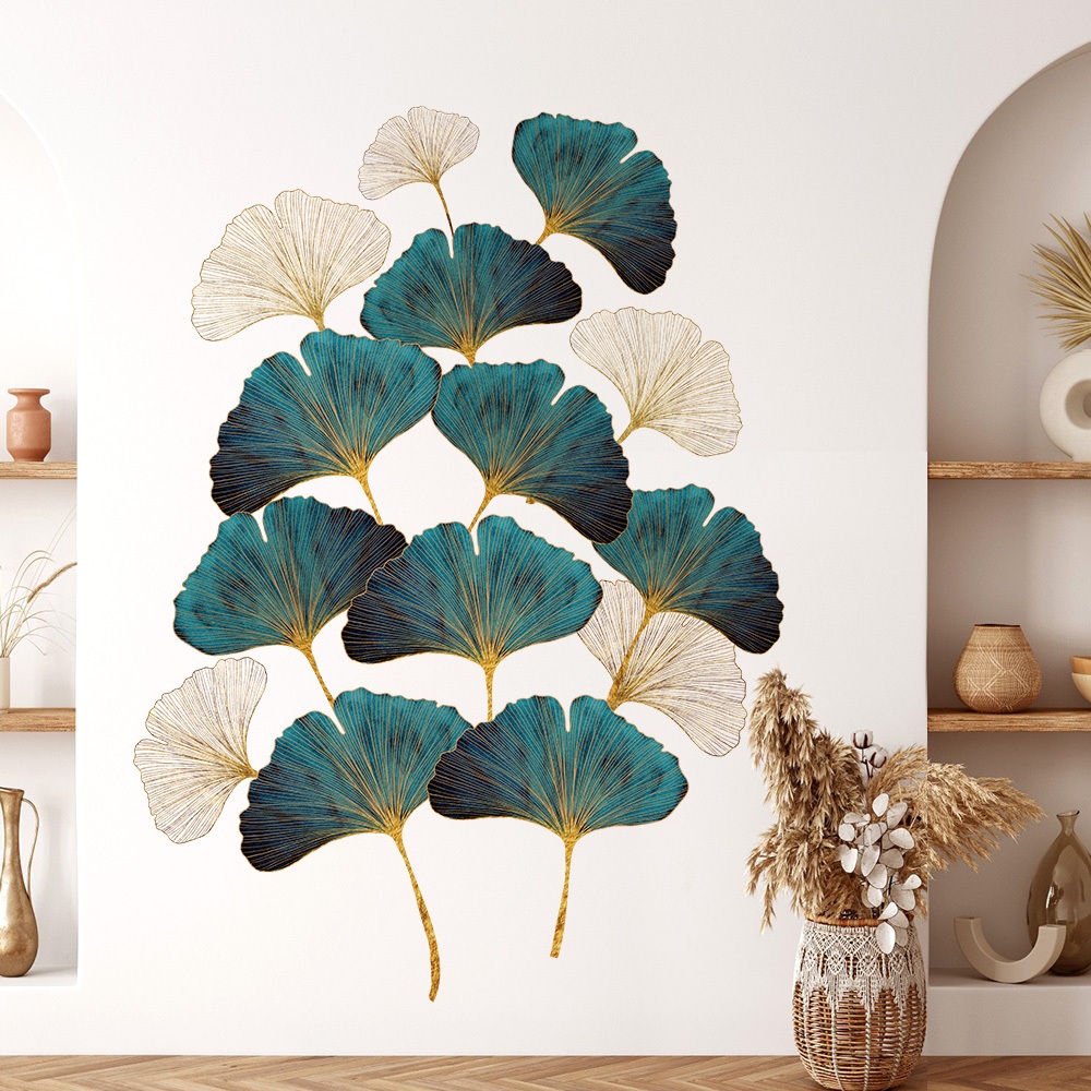 Decal Dán Tường Lá Bạch Quả Trang Nhã Có Keo Sẵn 200x70cm - Trang Trí Phòng Khách