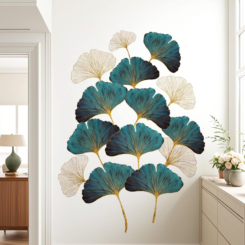 Decal Dán Tường Lá Bạch Quả Trang Nhã Có Keo Sẵn 200x70cm - Trang Trí Phòng Khách