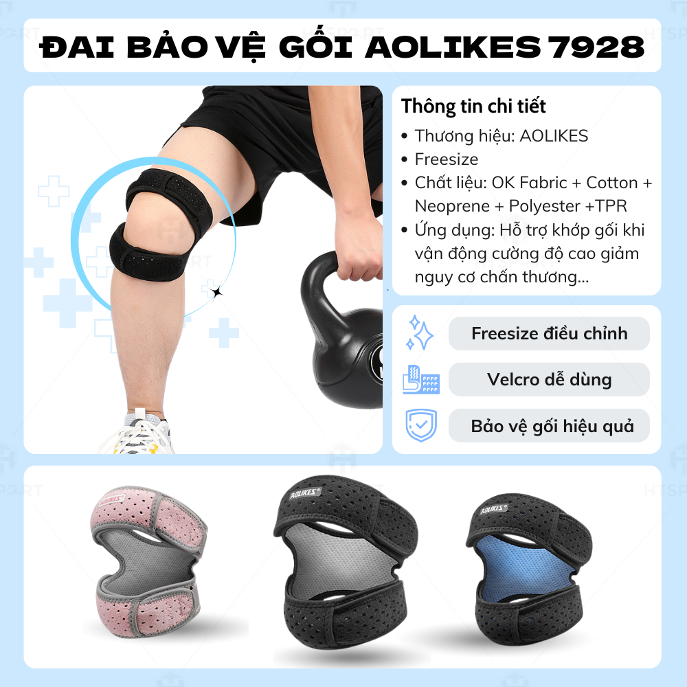 Đai Bảo Vệ Đầu Gối Thể Thao Aolikes 7928, Giúp Giảm Chấn Thương Đầu Gối Khi Chơi Thể Thao,Tập Luyện