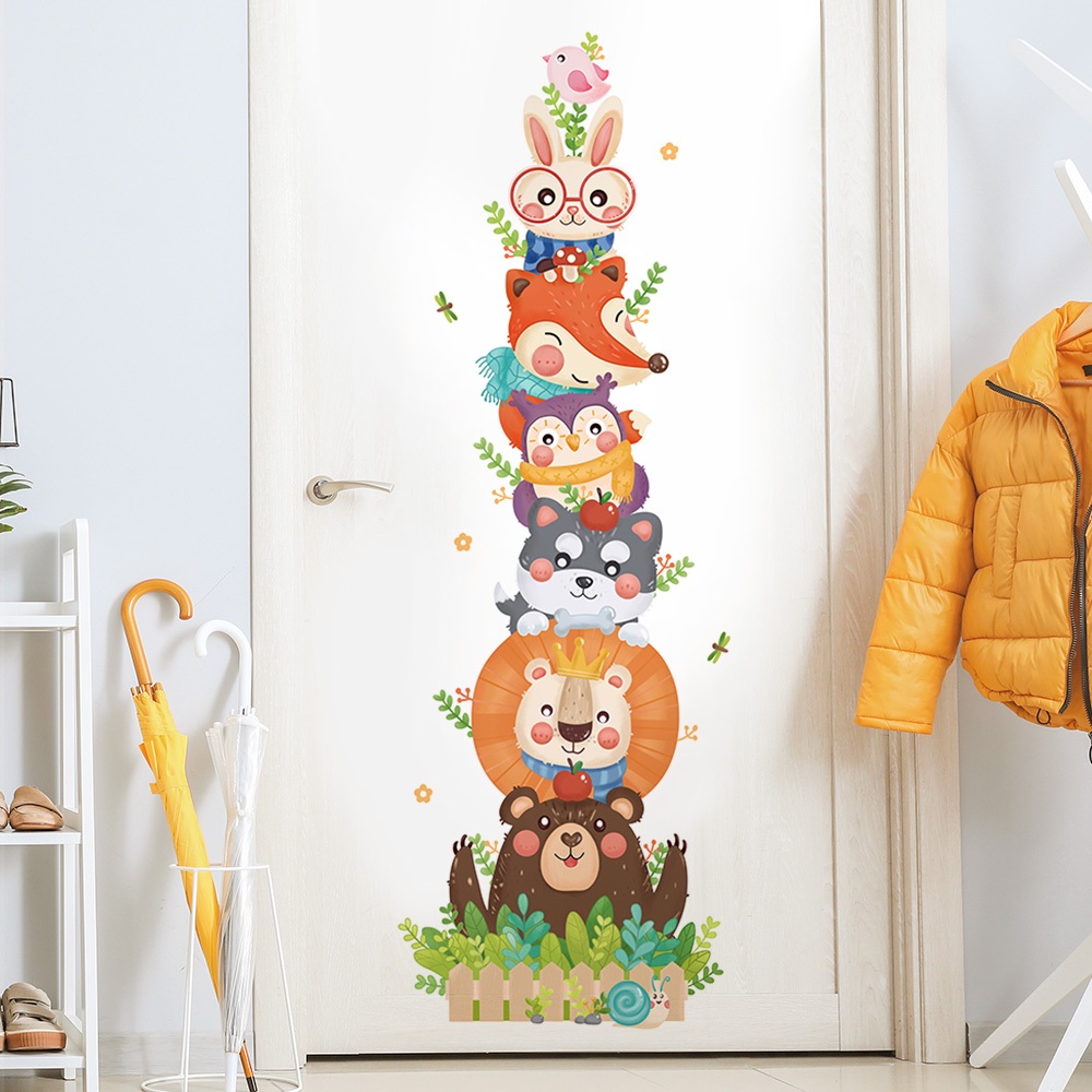 Decal Dán Tường Khu Rừng Động Vật Có Keo Sẵn 44x132cm - Trang Trí Cửa Phòng Cho Bé