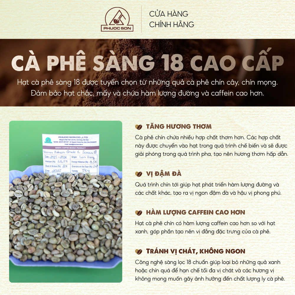 Cà phê Truyền Thống Phước Sơn - Cà phê rang xay tự nhiên công nghệ cao từ Lâm Đồng