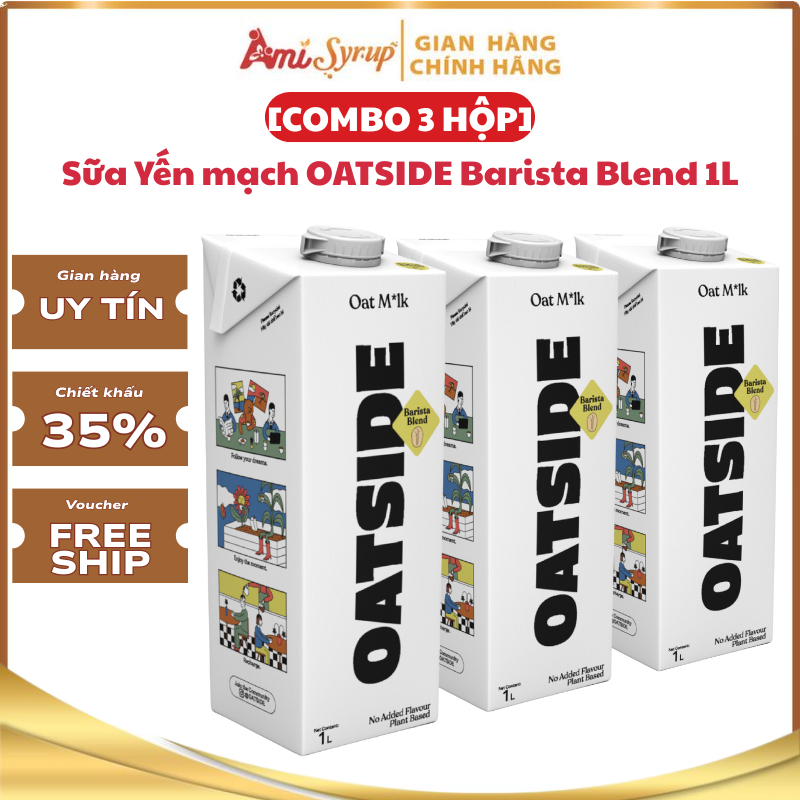[Combo 3 Hộp] Sữa Yến mạch OATSIDE Barista Blend 1L, Nguyên Chất Không Đường Thơm Ngon Bổ Dưỡng