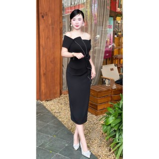 Đầm Body Ánh thiết Kế Đính Bông Eo Thanh Lịch, B106
