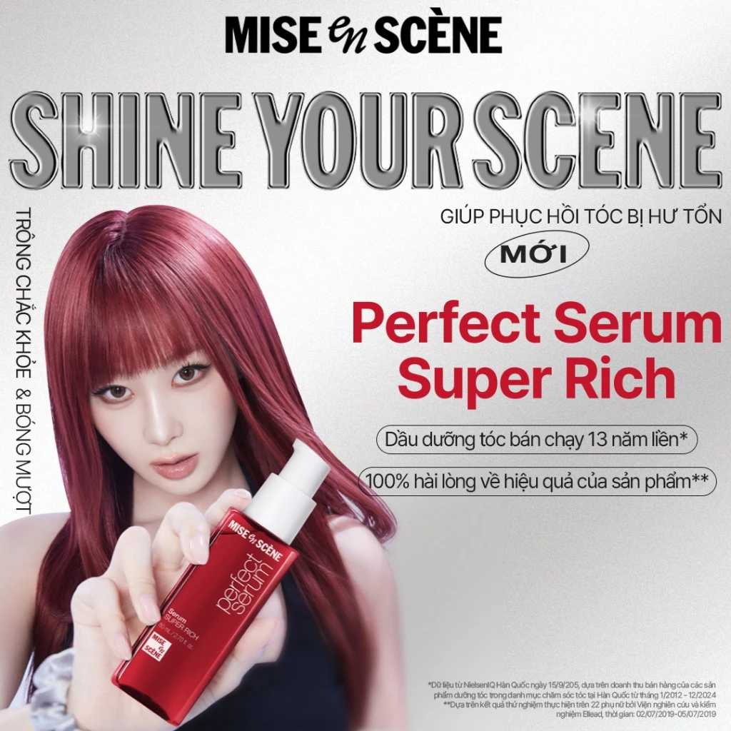 Tinh chất dưỡng tóc mise en scène Perfect Serum từ 7 loại dầu dưỡng cao cấp, phục hồi hư tổn 80ml