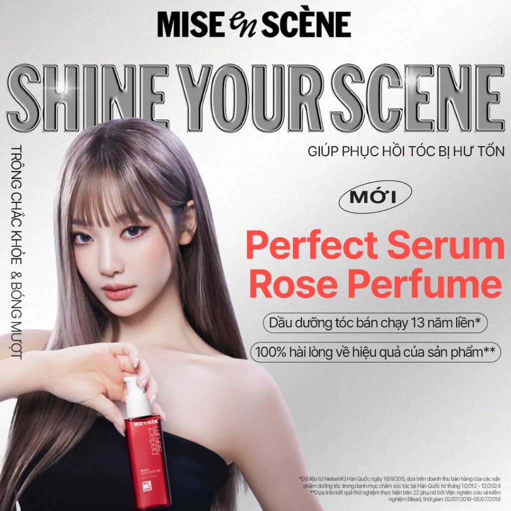 Tinh chất dưỡng tóc mise en scène Perfect Serum Rose Perfume 80ml phục hồi tóc hư tổn, hương hoa hồng Damak