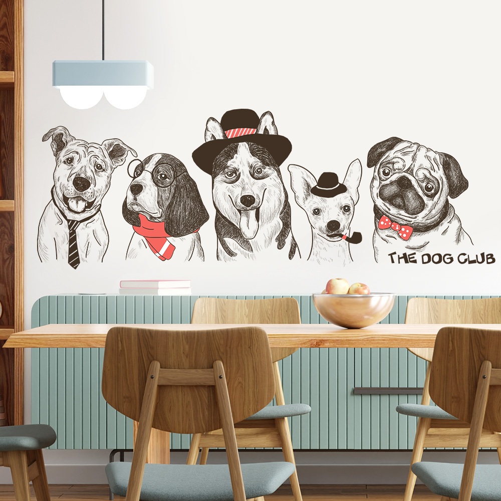 Decal Dán Tường Những Chú Chó The Dog Club Có Keo Sẵn 125x51cm – Trang Trí Nhà Cửa