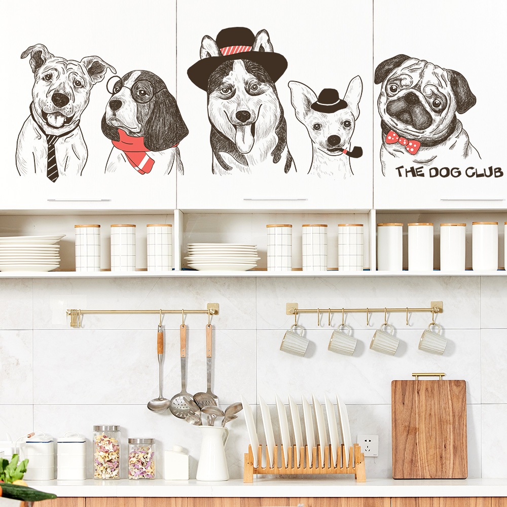 Decal Dán Tường Những Chú Chó The Dog Club Có Keo Sẵn 125x51cm – Trang Trí Nhà Cửa