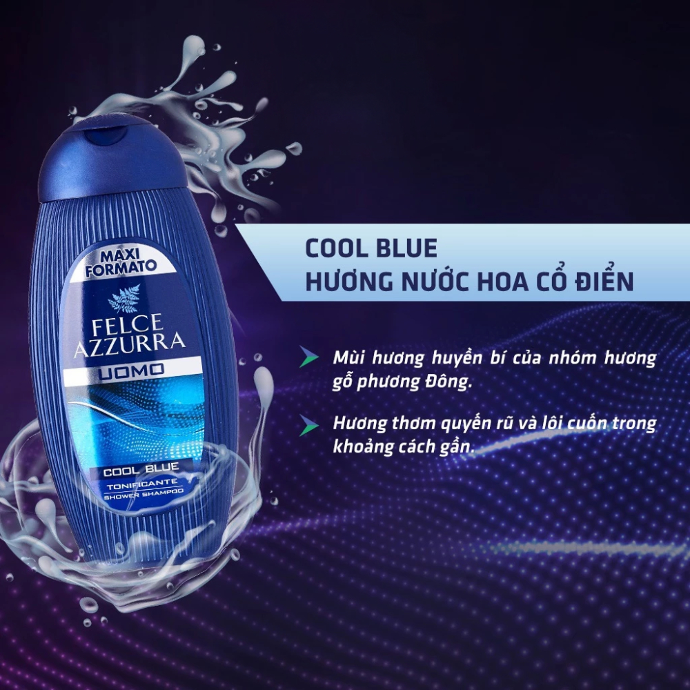 Sữa Tắm toàn thân nam hương nước hoa Felce Azzurra cổ điển 250ml - NK Ý