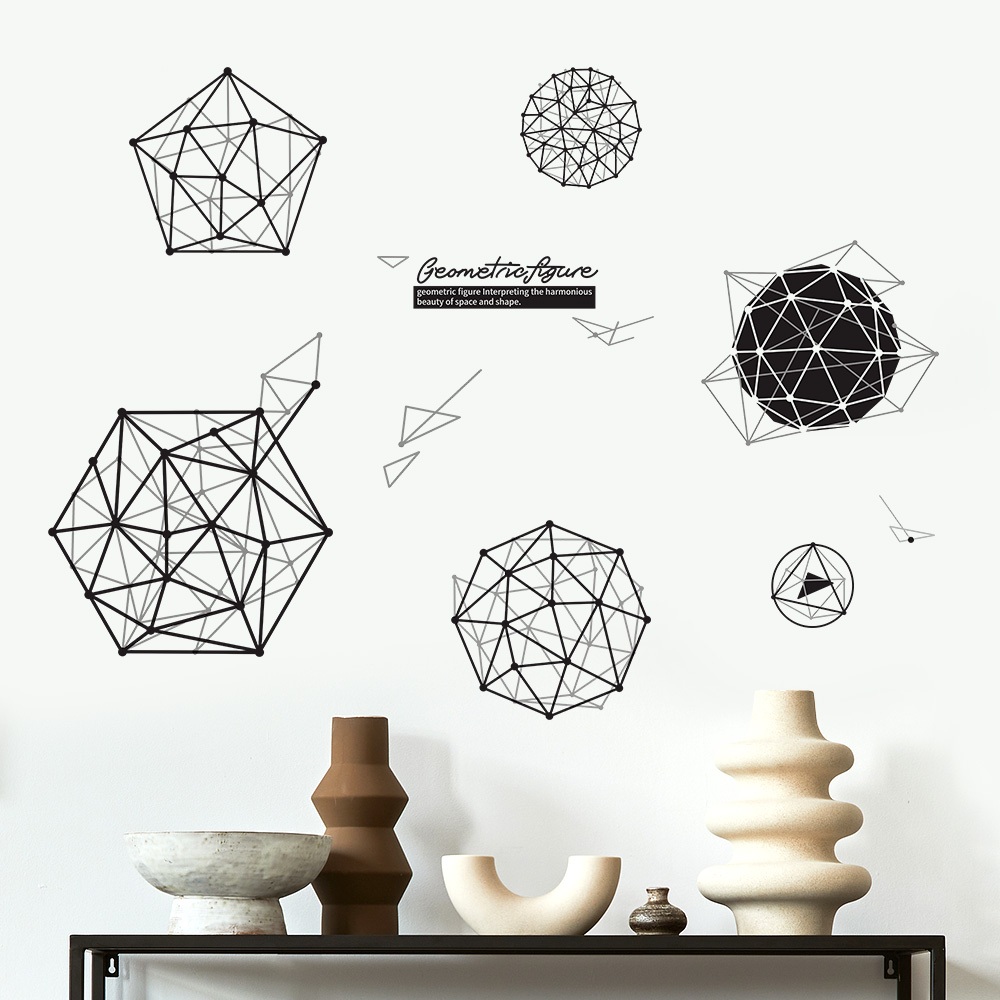 Decal Dán Tường Hình Học Nghệ Thuật Geometric Có Keo Sẵn 132x117cm – Trang Trí Góc Làm Việc